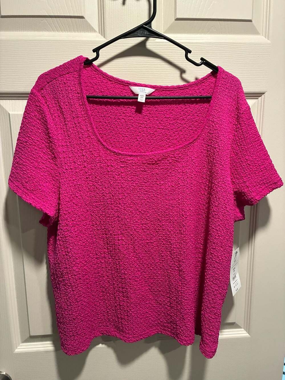 Time and Tru Textured Short Sleeve Pucker Tee Size XXXL Berry Pink